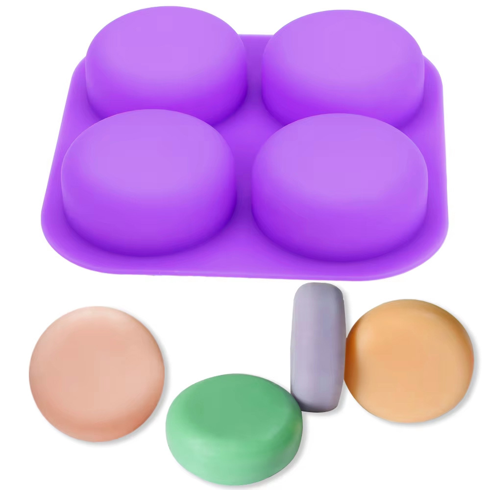 Soap Making Tray - 1-2 PCS 4 Cavity Reusable Round